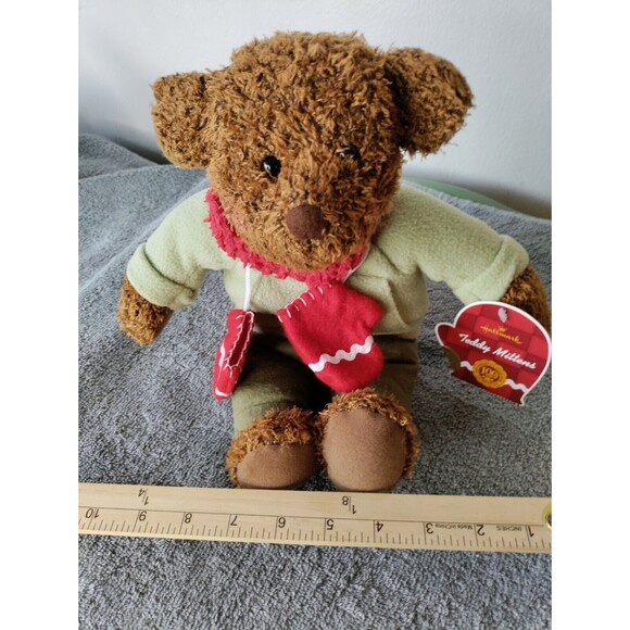Hallmark HOLIDAY TEDDY Red MITTENS TEDDY BEAR 13" Plush STUFFED ANIMAL Toy - Picture 3 of 5